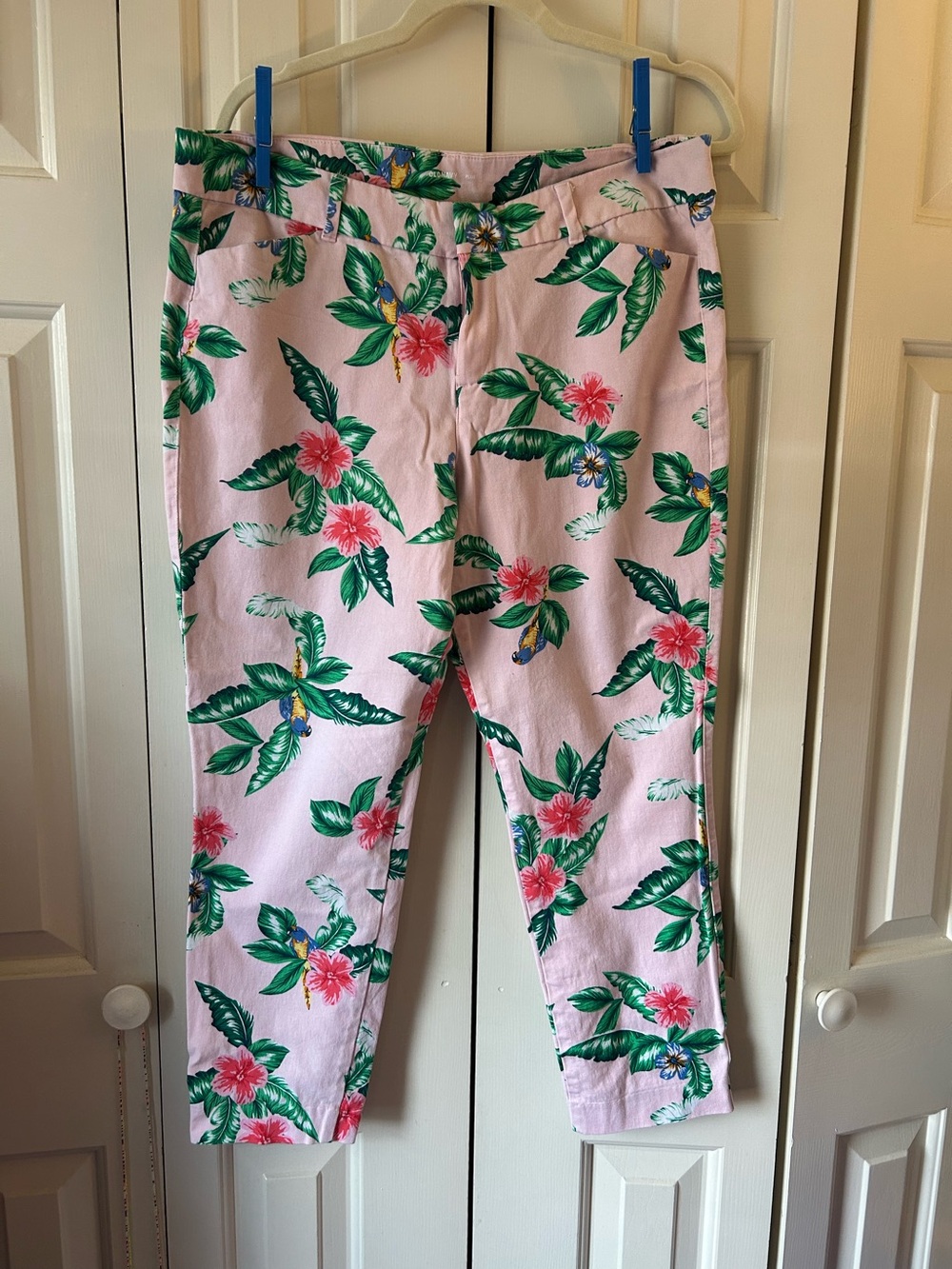 Women's Pink Floral Printed Crop Pants